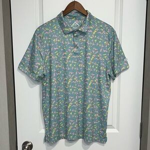 Mens Burlebo Golf Performance Polo All Over Print 90’s Rad Size Medium